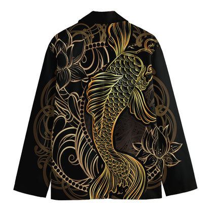 Gold Koi Carp Fish Print Men's Blazer