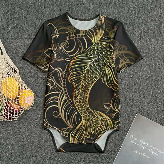 Gold Koi Carp Fish Print Men's Bodysuit