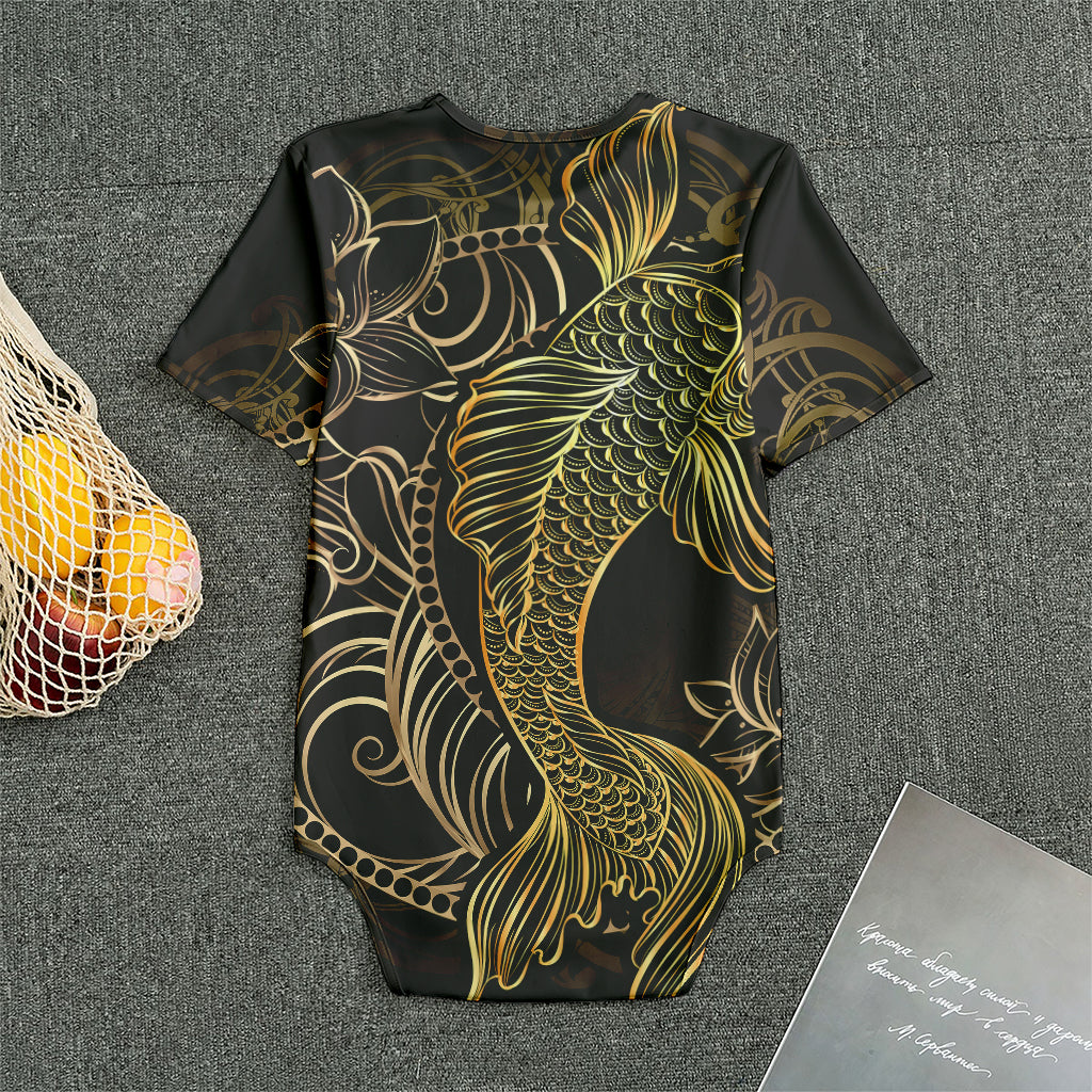 Gold Koi Carp Fish Print Men's Bodysuit