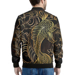 Gold Koi Carp Fish Print Men's Bomber Jacket