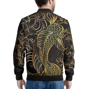 Gold Koi Carp Fish Print Men's Bomber Jacket