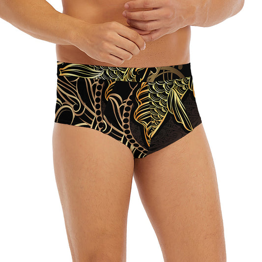 Gold Koi Carp Fish Print Men's Briefs