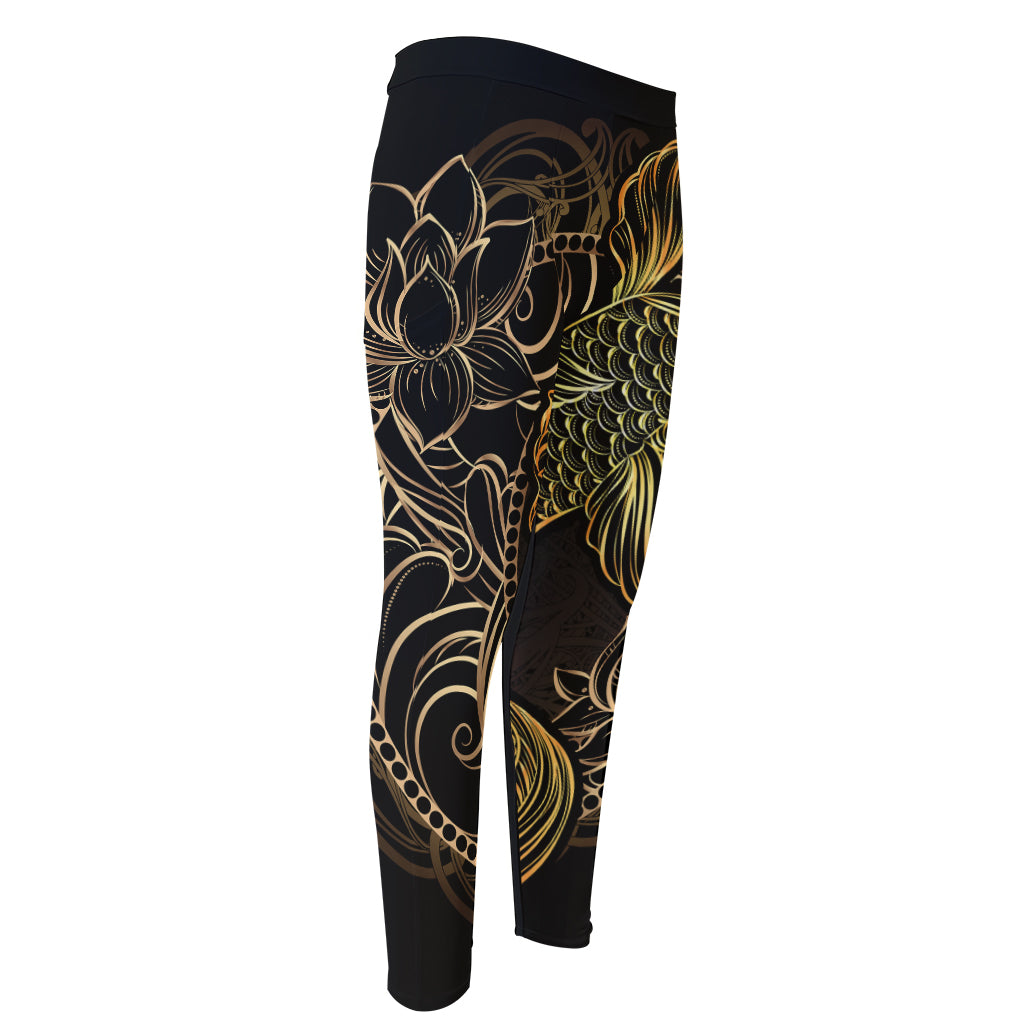 Gold Koi Carp Fish Print Men's Compression Pants