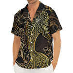 Gold Koi Carp Fish Print Men's Deep V-Neck Shirt