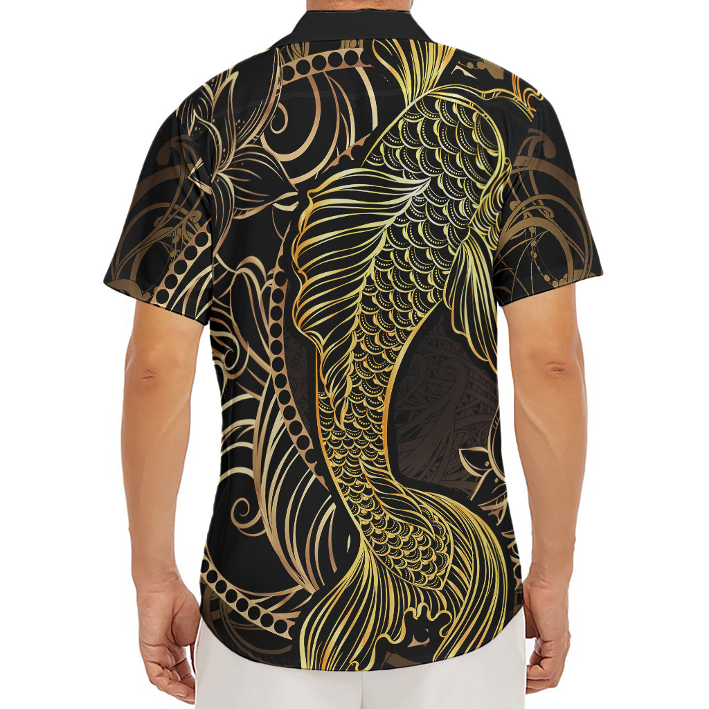 Gold Koi Carp Fish Print Men's Deep V-Neck Shirt