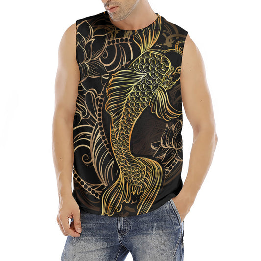 Gold Koi Carp Fish Print Men's Fitness Tank Top