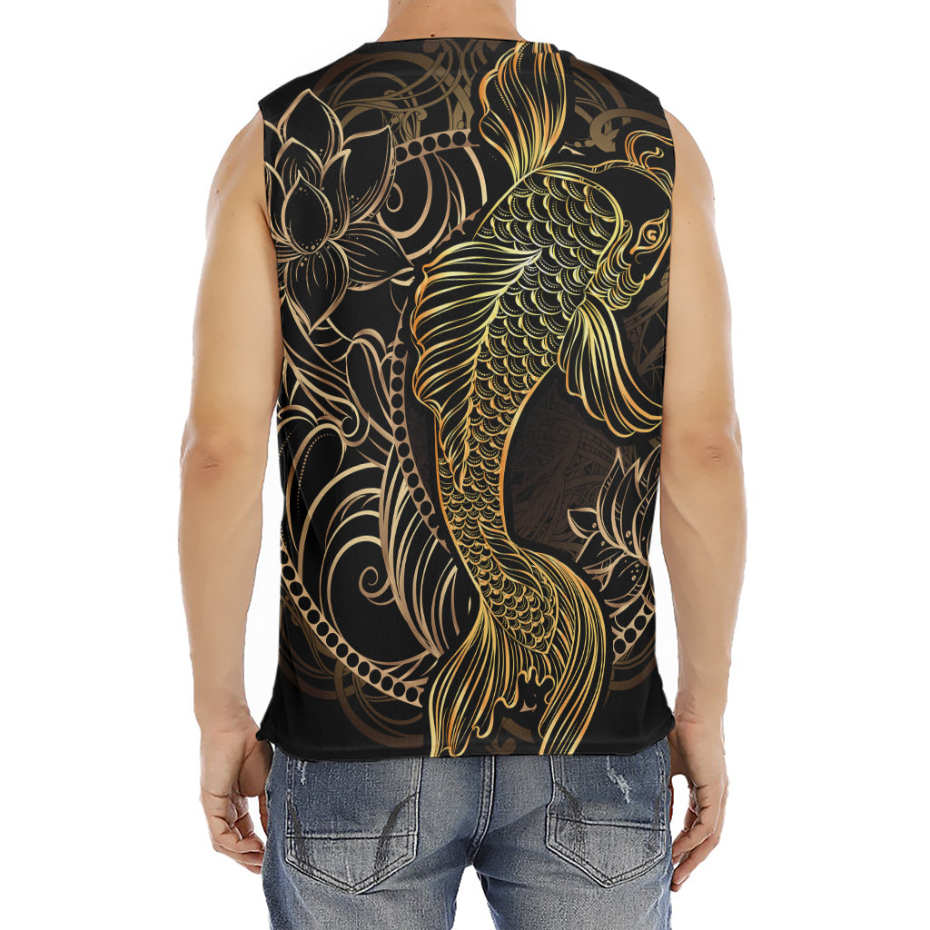 Gold Koi Carp Fish Print Men's Fitness Tank Top