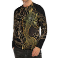 Gold Koi Carp Fish Print Men's Long Sleeve Rash Guard