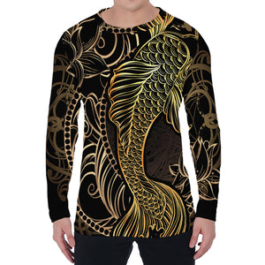 Gold Koi Carp Fish Print Men's Long Sleeve T-Shirt