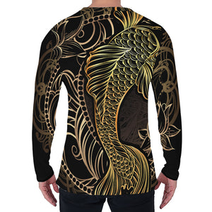 Gold Koi Carp Fish Print Men's Long Sleeve T-Shirt