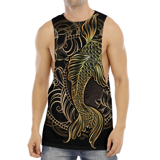 Gold Koi Carp Fish Print Men's Muscle Tank Top