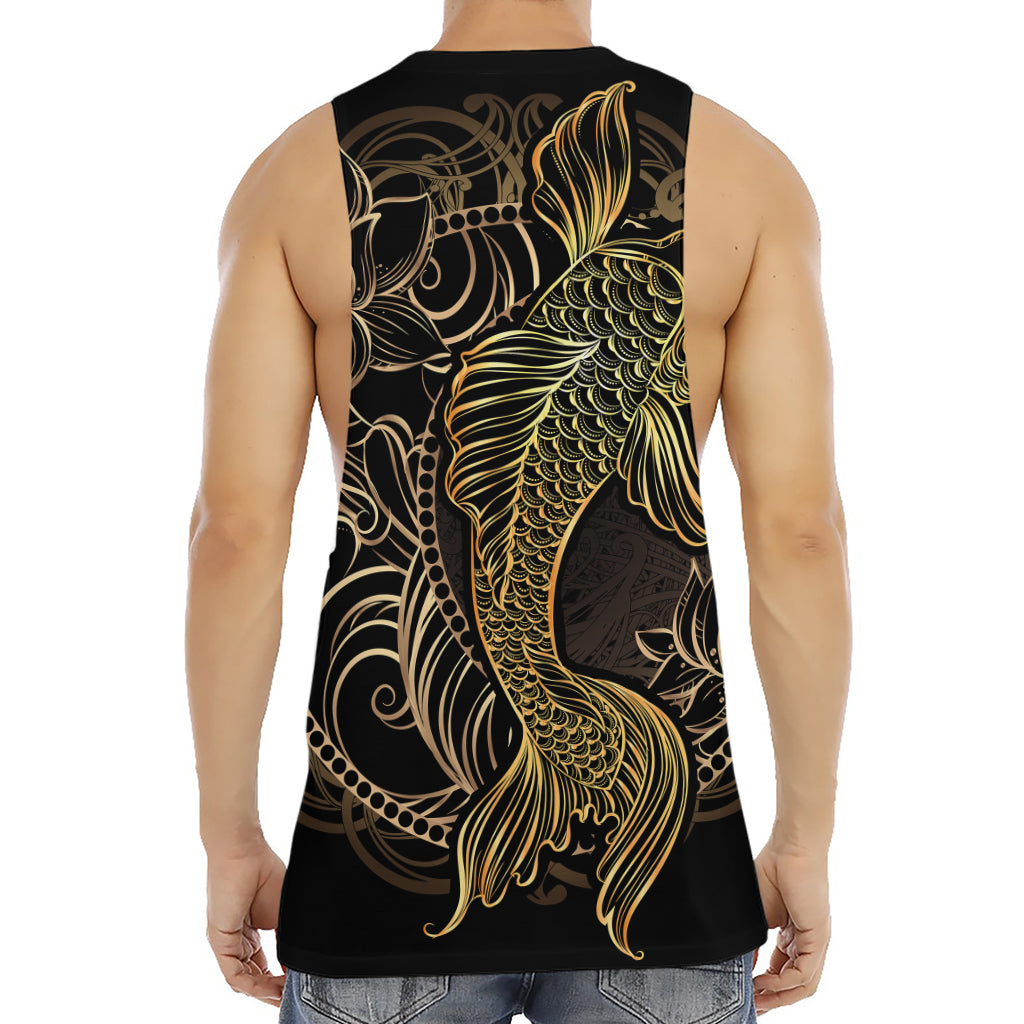 Gold Koi Carp Fish Print Men's Muscle Tank Top