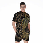 Gold Koi Carp Fish Print Men's Rompers