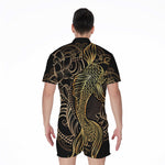Gold Koi Carp Fish Print Men's Rompers