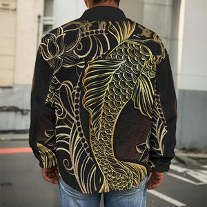 Gold Koi Carp Fish Print Men's Shirt Jacket