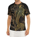 Gold Koi Carp Fish Print Men's Short Sleeve Rash Guard