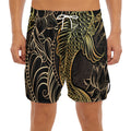Gold Koi Carp Fish Print Men's Split Running Shorts