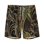 Gold Koi Carp Fish Print Men's Sports Shorts