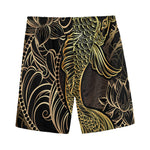 Gold Koi Carp Fish Print Men's Sports Shorts
