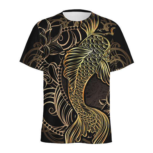 Gold Koi Carp Fish Print Men's Sports T-Shirt