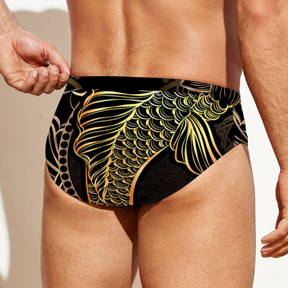Gold Koi Carp Fish Print Men's Swim Briefs