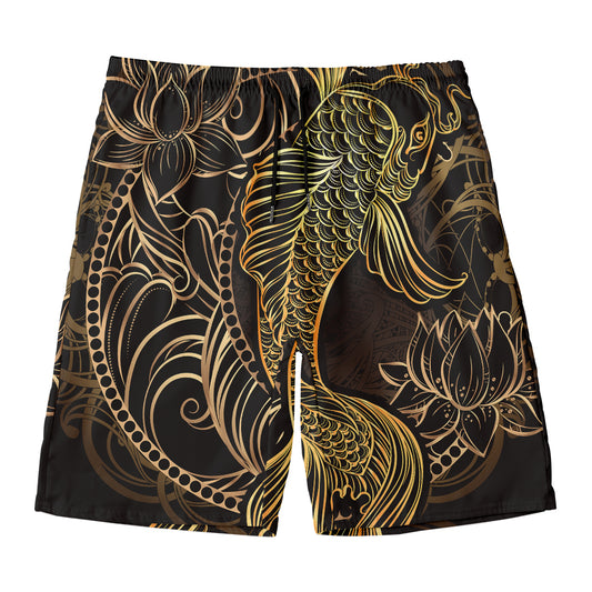 Gold Koi Carp Fish Print Men's Swim Trunks
