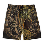 Gold Koi Carp Fish Print Men's Swim Trunks
