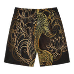 Gold Koi Carp Fish Print Men's Swim Trunks