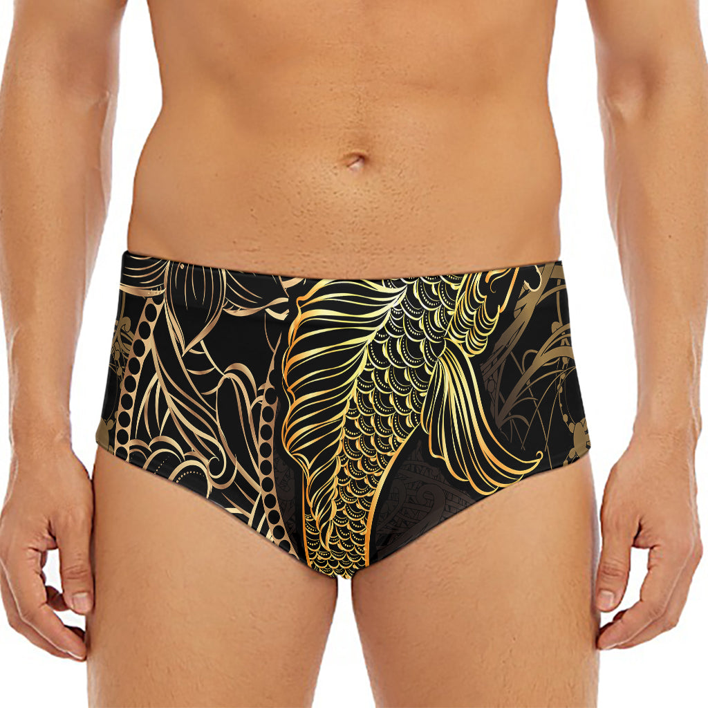 Gold Koi Carp Fish Print Men's Triangle Swim Briefs