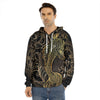 Gold Koi Carp Fish Print Men's Velvet Pullover Hoodie