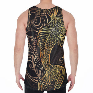 Gold Koi Carp Fish Print Men's Velvet Tank Top