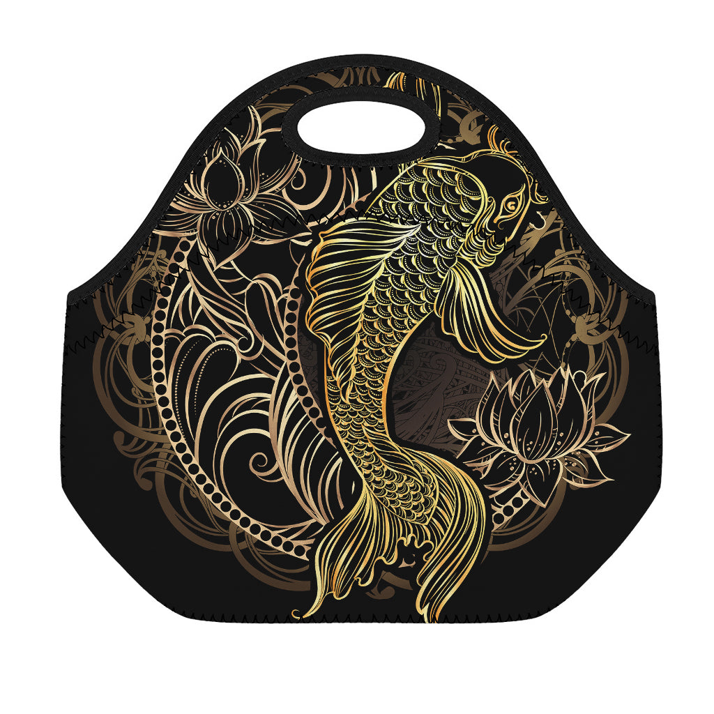 Gold Koi Carp Fish Print Neoprene Lunch Bag