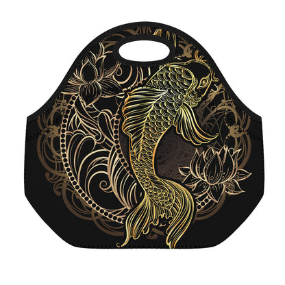 Gold Koi Carp Fish Print Neoprene Lunch Bag