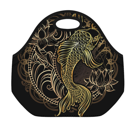 Gold Koi Carp Fish Print Neoprene Lunch Bag