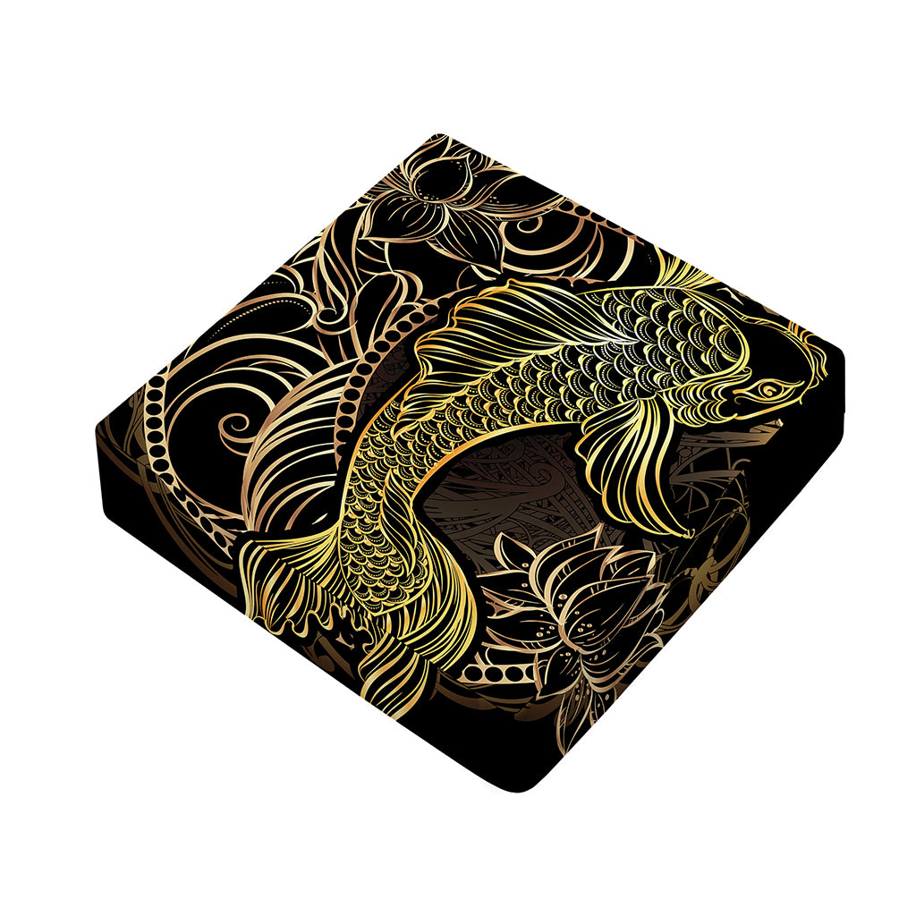 Gold Koi Carp Fish Print Outdoor Seat Cushion Cover