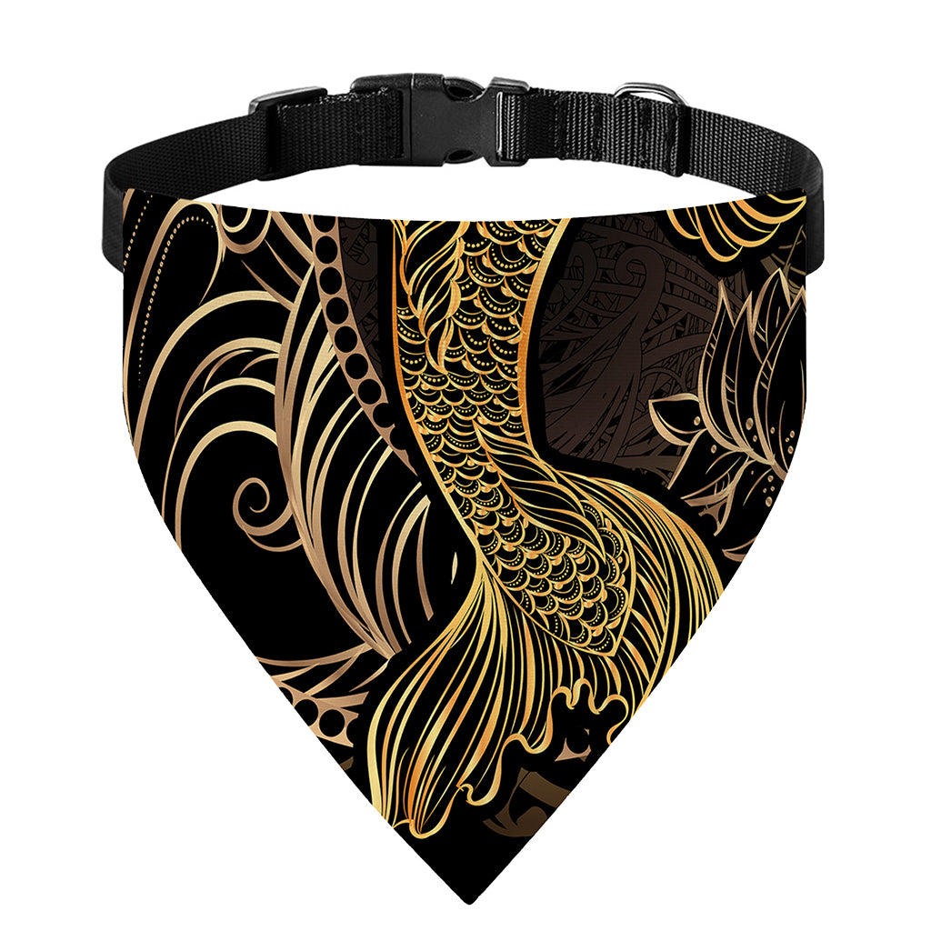 Gold Koi Carp Fish Print Over The Collar Dog Bandana