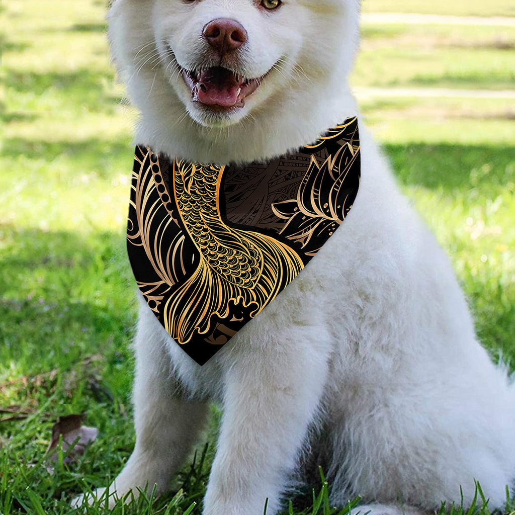 Gold Koi Carp Fish Print Over The Collar Dog Bandana