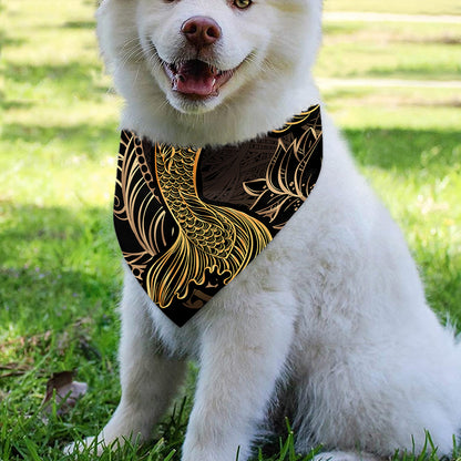 Gold Koi Carp Fish Print Over The Collar Dog Bandana