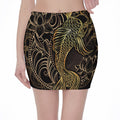 Gold Koi Carp Fish Print Pencil Mini Skirt