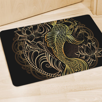 Gold Koi Carp Fish Print Polyester Doormat
