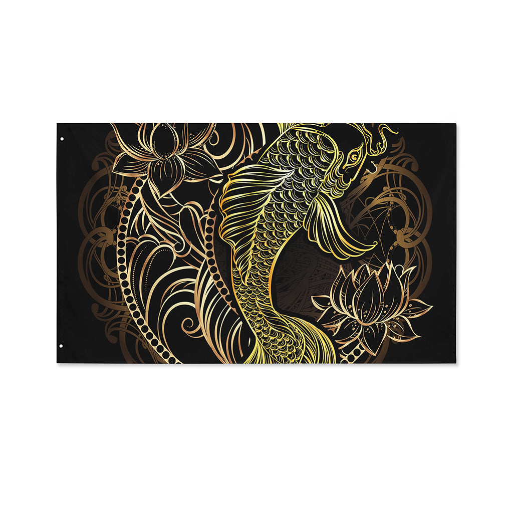 Gold Koi Carp Fish Print Polyester Flag