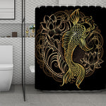 Gold Koi Carp Fish Print Polyester Shower Curtain