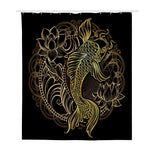 Gold Koi Carp Fish Print Polyester Shower Curtain