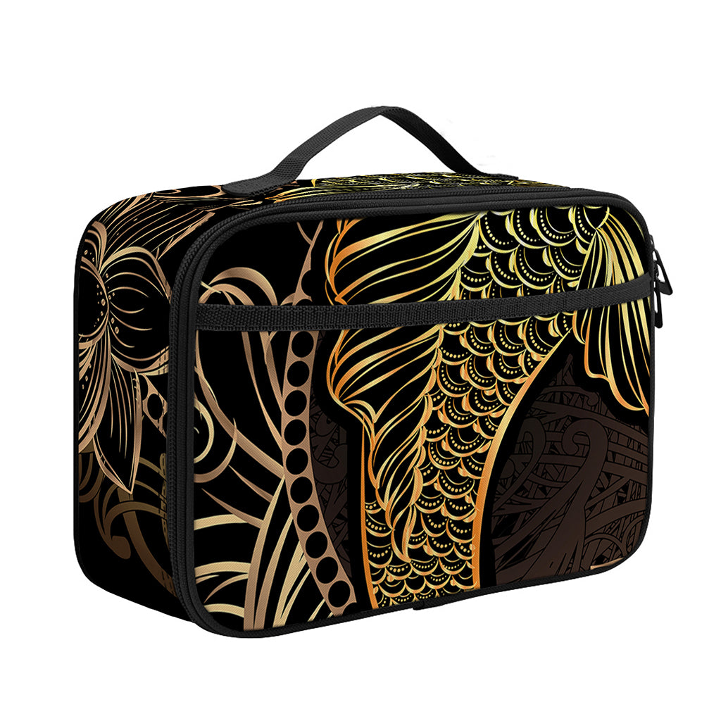 Gold Koi Carp Fish Print Portable Lunch Bag