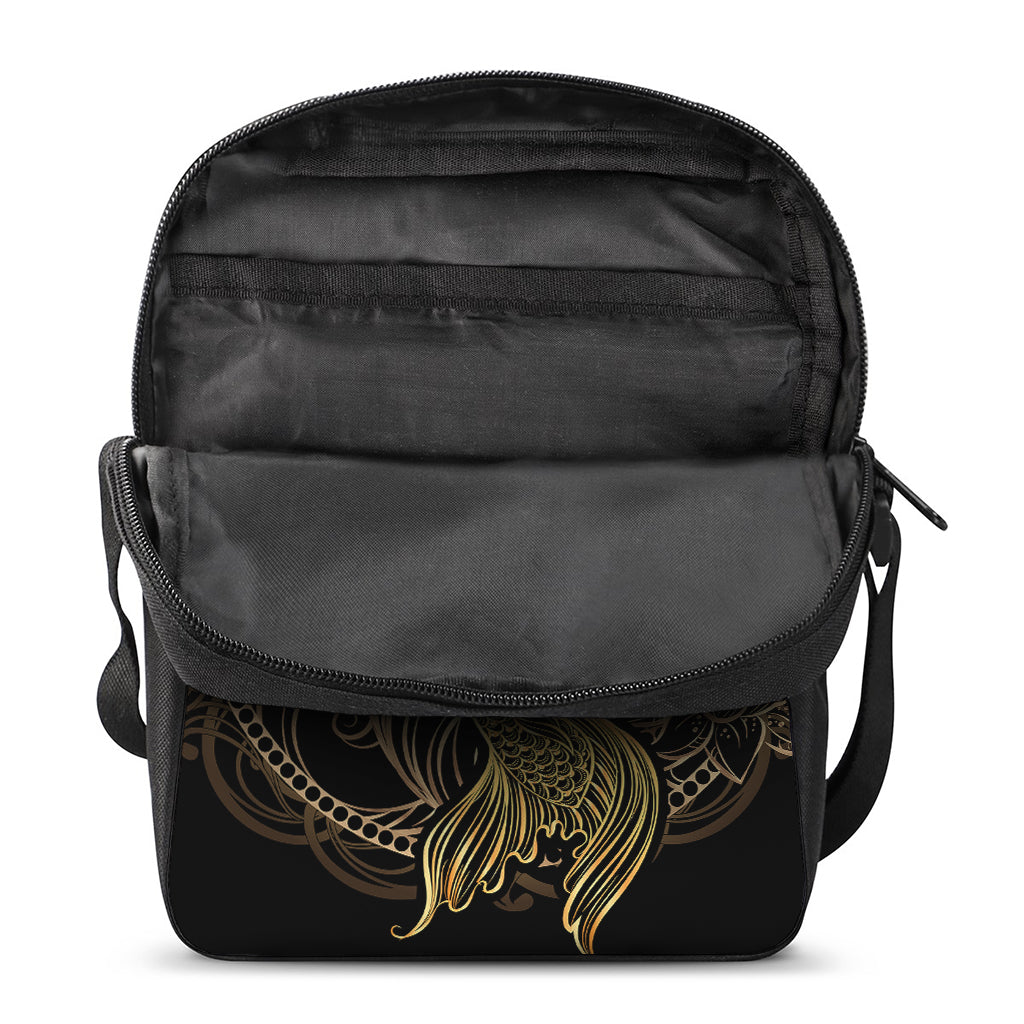 Gold Koi Carp Fish Print Rectangular Crossbody Bag