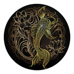 Gold Koi Carp Fish Print Round Blanket