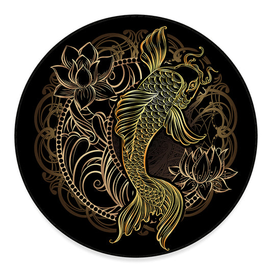 Gold Koi Carp Fish Print Round Floor Mat