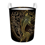 Gold Koi Carp Fish Print Round Laundry Basket