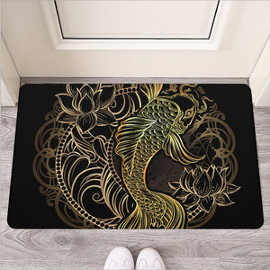 Gold Koi Carp Fish Print Rubber Doormat