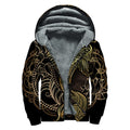 Gold Koi Carp Fish Print Sherpa Lined Zip Up Hoodie